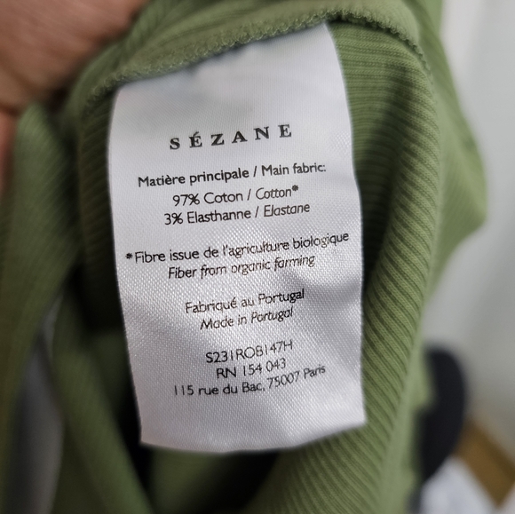 Sezane Fabiola Ribbed Midi Dress Button Green Size Medium - Picture 7 of 8